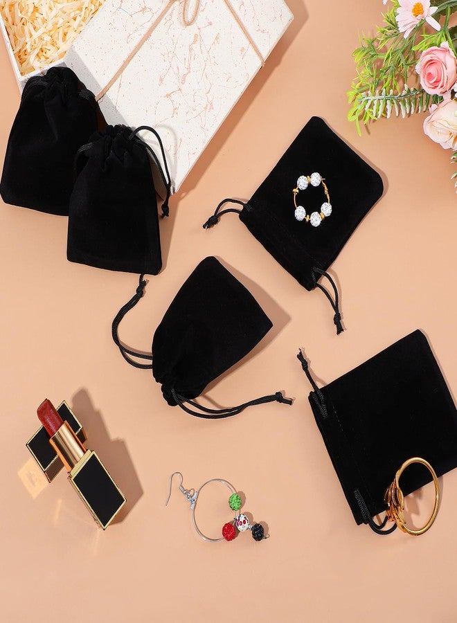 WJIAAA Mini Velvet Drawstring Pouches, 20pcs Black Small Jewelry Dice Bags 3x4 Inch Velvet Wedding Gift Bags Jewelry Bag Drawstring Baggies Party Favor Treat Bag - Image 2